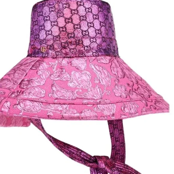 Gucci Women’s GG Monogram Metallic Sun Hat Size Large 58 CM $695 - Picture 12 of 12